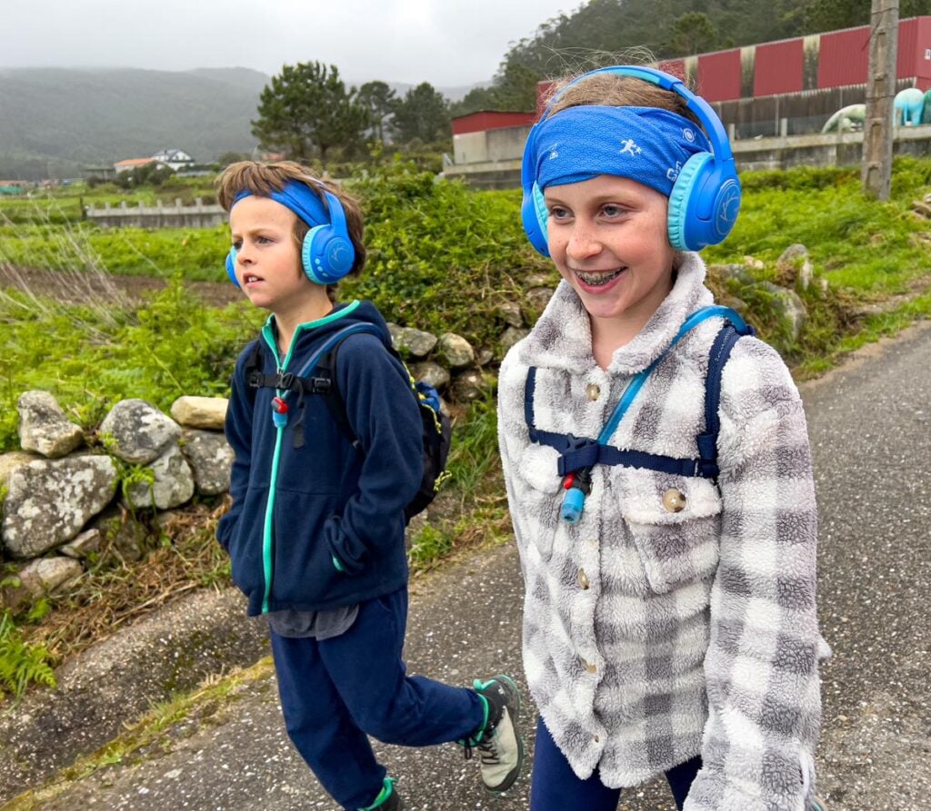The Brewer kids loved wearing their bluetooth headphones while hiking the Coastal Portuguese Camino Route with their family.