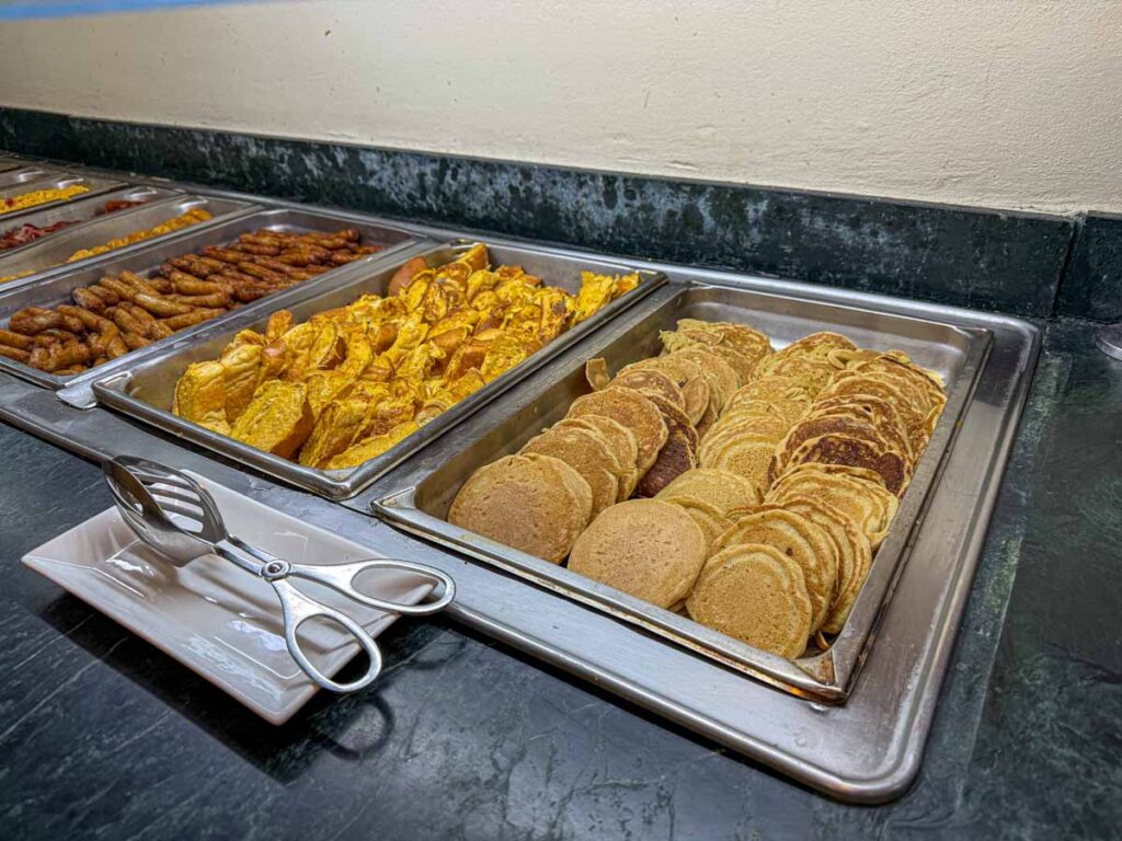 a selection of American breakfast favorites at the Dona Rosa breakfast buffet restaurant at the Barcelo Huatulco resort in Mexico.
