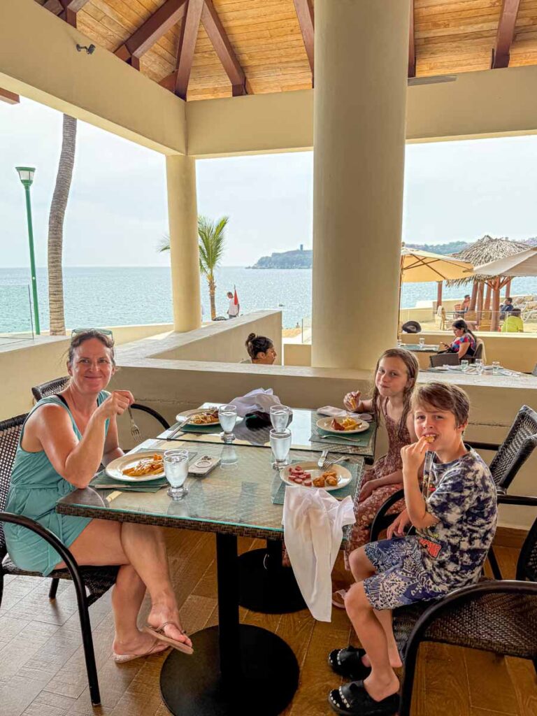 Celine Brewer enjoys a buffet lunch at the Tortuga Buffet Restaurant at the Barcelo Huatulco all-inclusive resort.