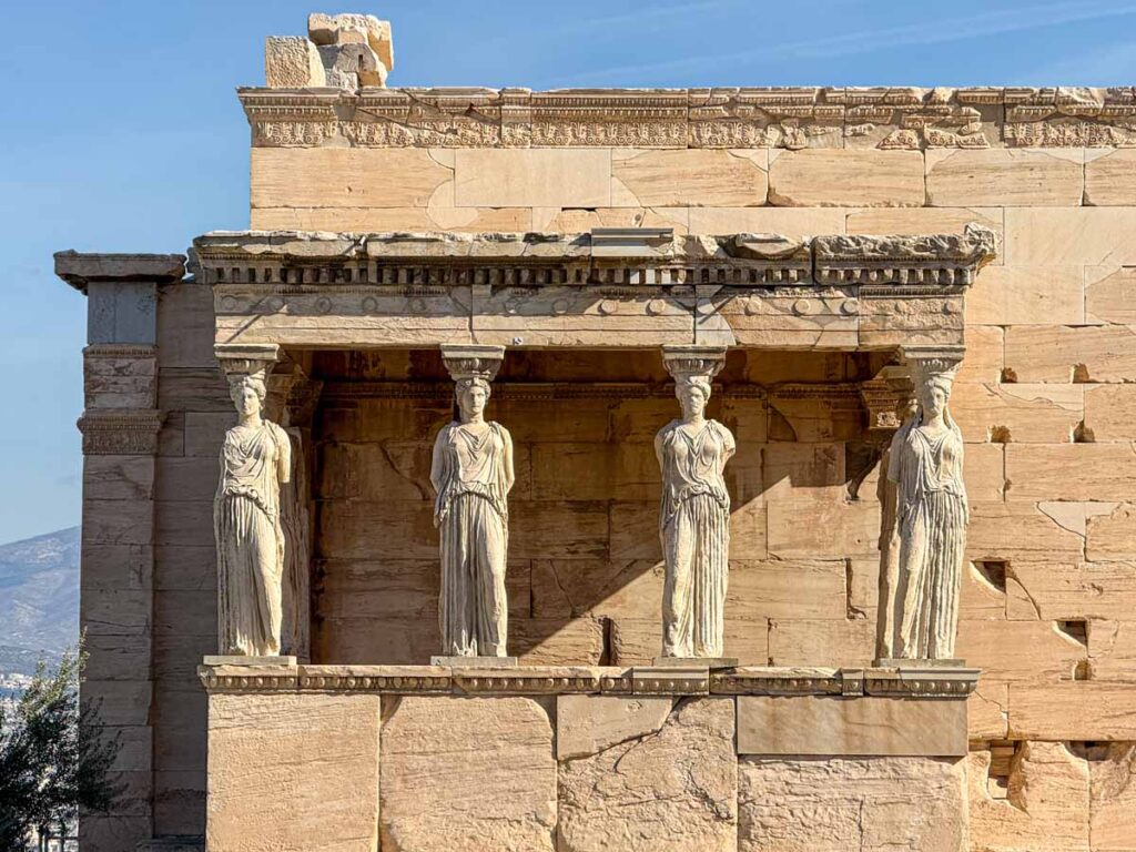 The Porch of the Caryatids at the Acropolis in Athens, Greece.