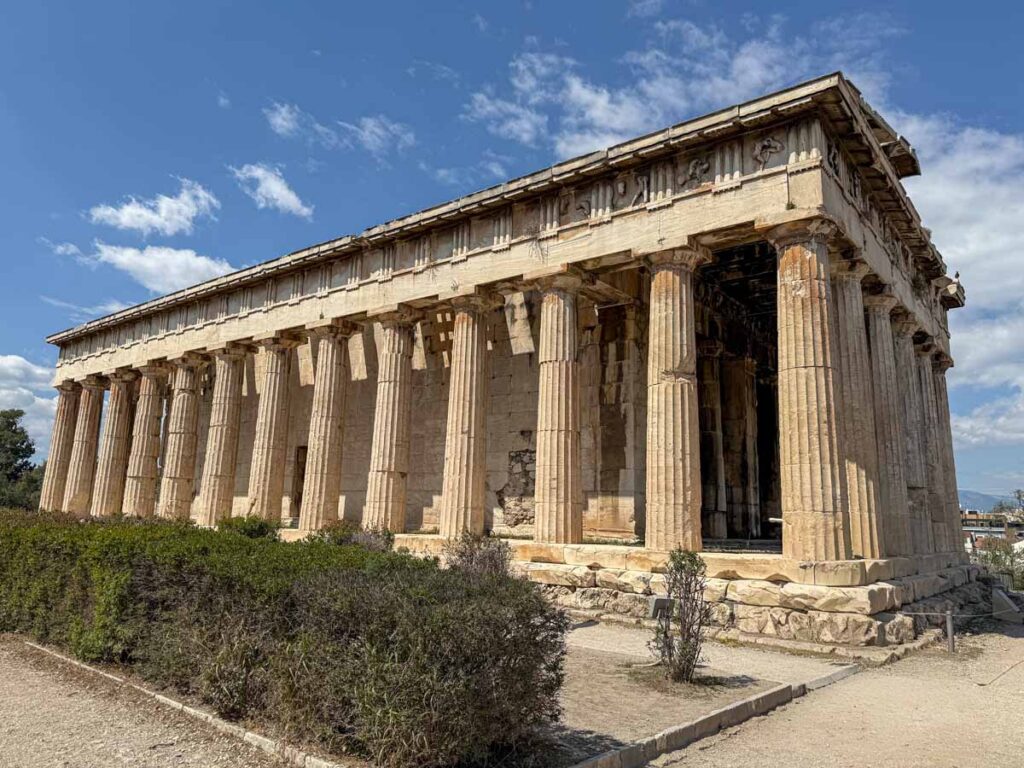 The Temple of Hephaestus in the Ancient Agora in Athens Greece.