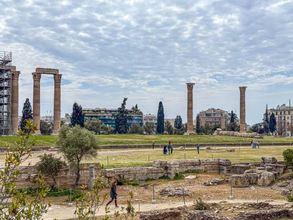 The Temple of Olympian Zeus in Athens, Greece.