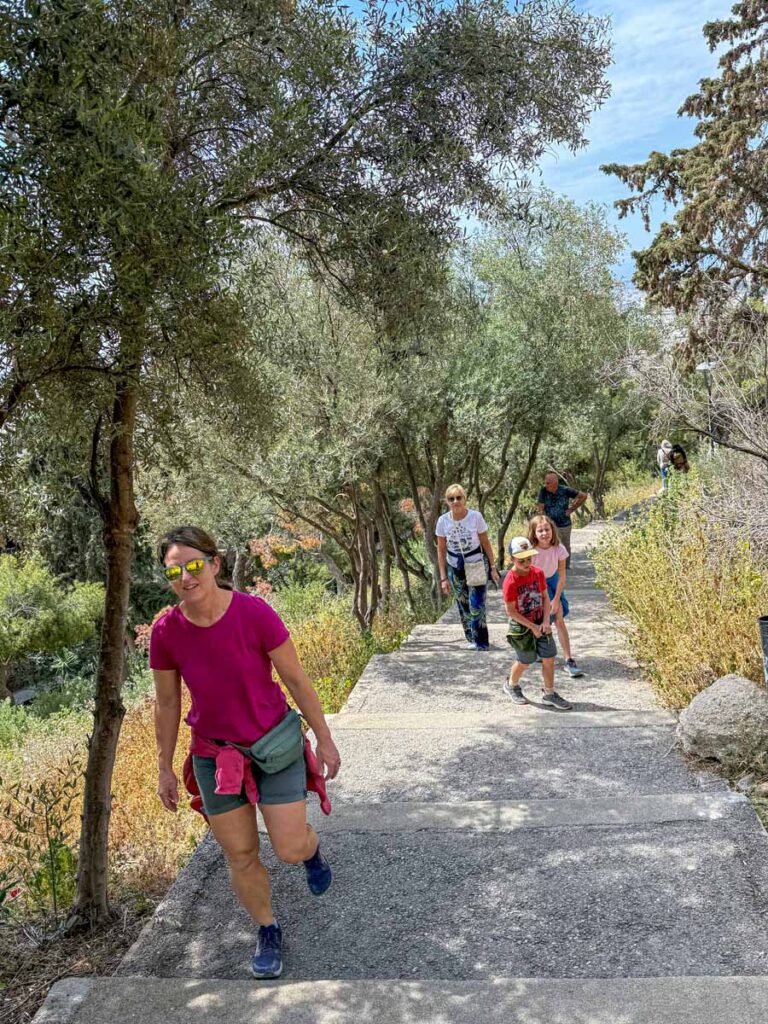 Celine Brewer and her kids hike upLycabettus Hill on a family trip to Athens, Greece.