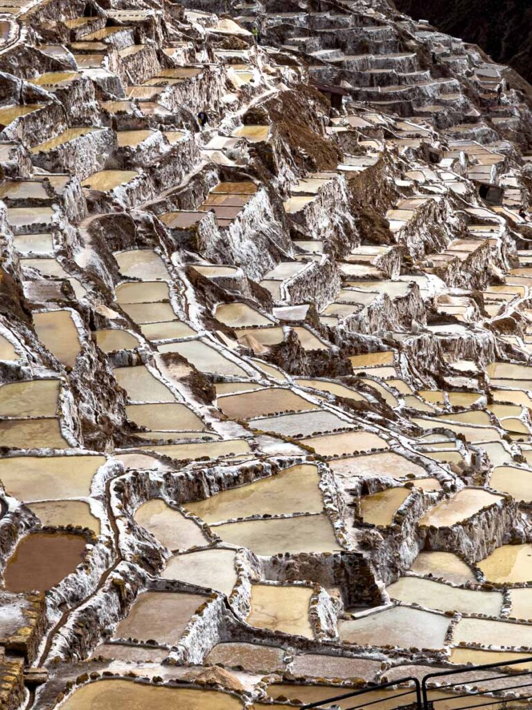 Pools of salt water as far as the eye can see at the Moras Salt Mine near Cusco, Peru.