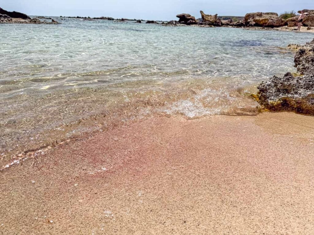 Pink sand on Elafonisi Beach, Crete, Greece.