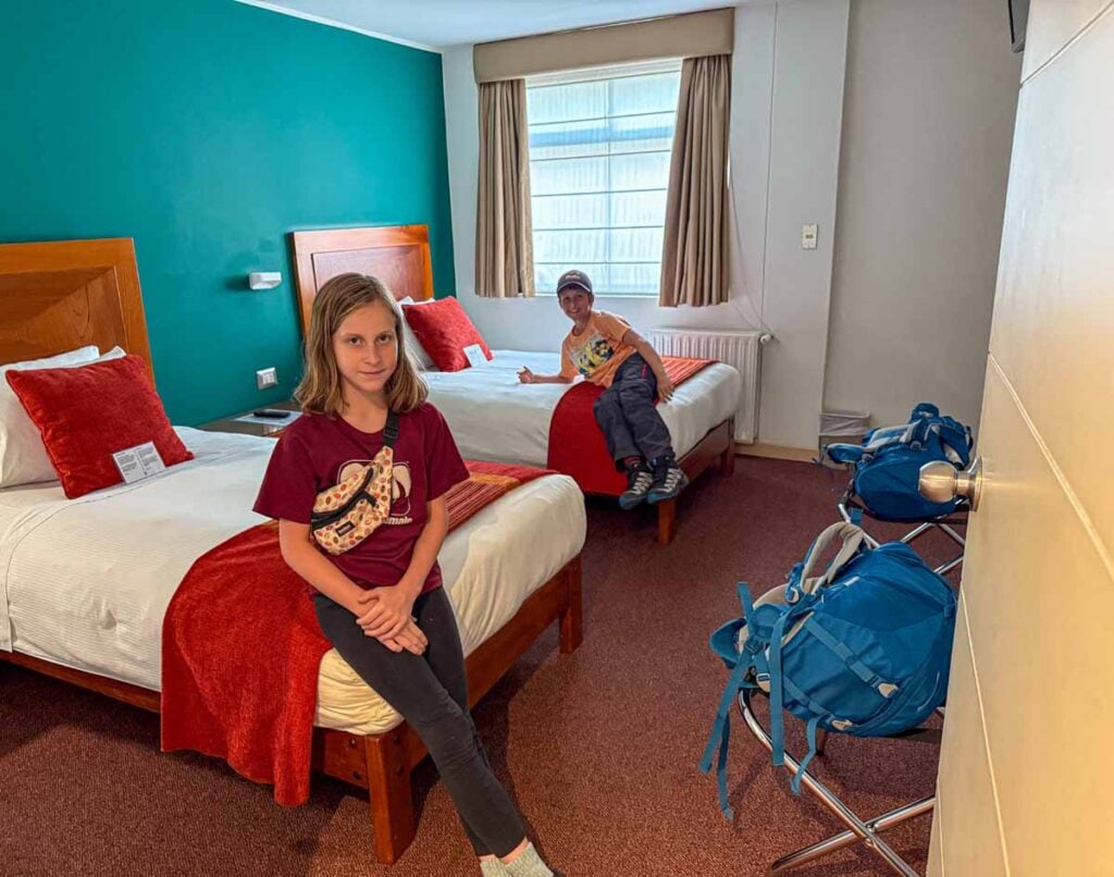 The Brewer kids claim their beds at the family-friendly Maytaq Wasin Hotel in downtown Cusco, Peru.