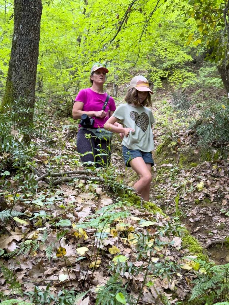 Celine Brewer and her daughter enjoy a family hiking in Meteora, Greece.