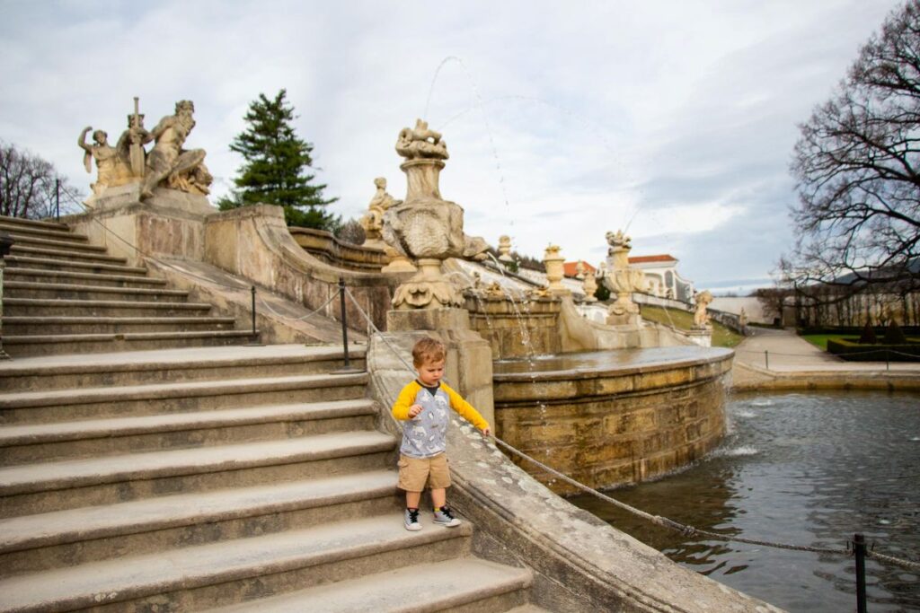 Visiting Cesky Krumlov with kids - beautiful Castle Gardens.