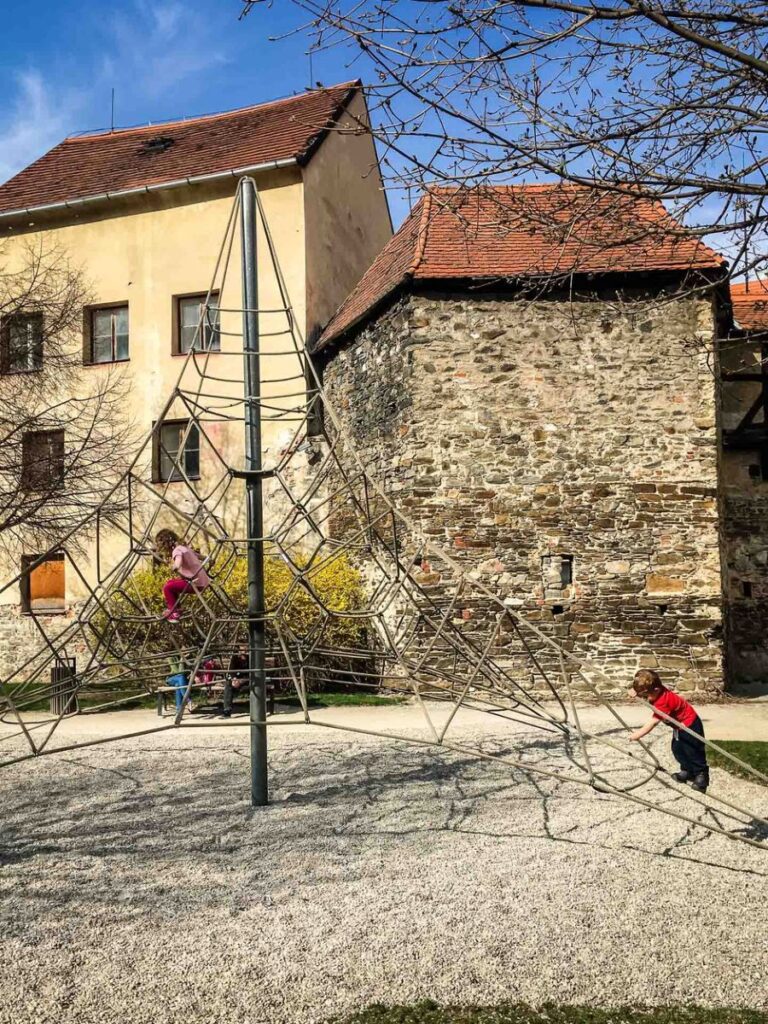 things to do in Cesky Krumlov for kids - playground by Old Town.