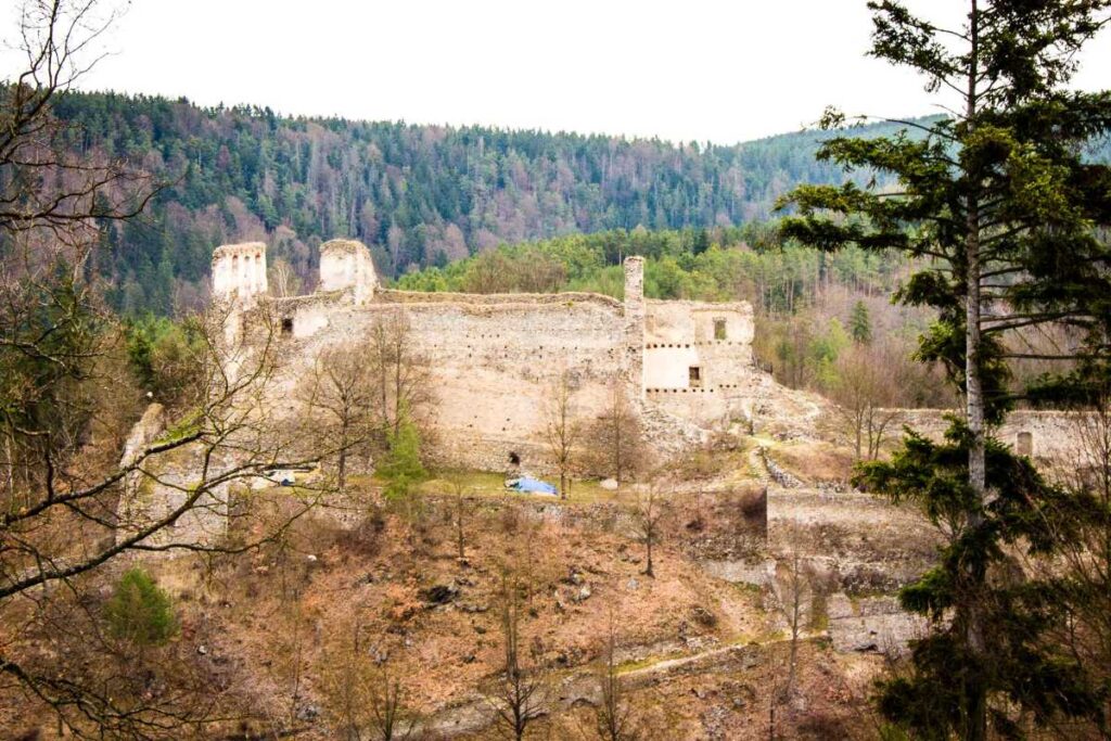 The exterior of the Divci Kamen Castle near Cesky Krumlov, Czech Republic.