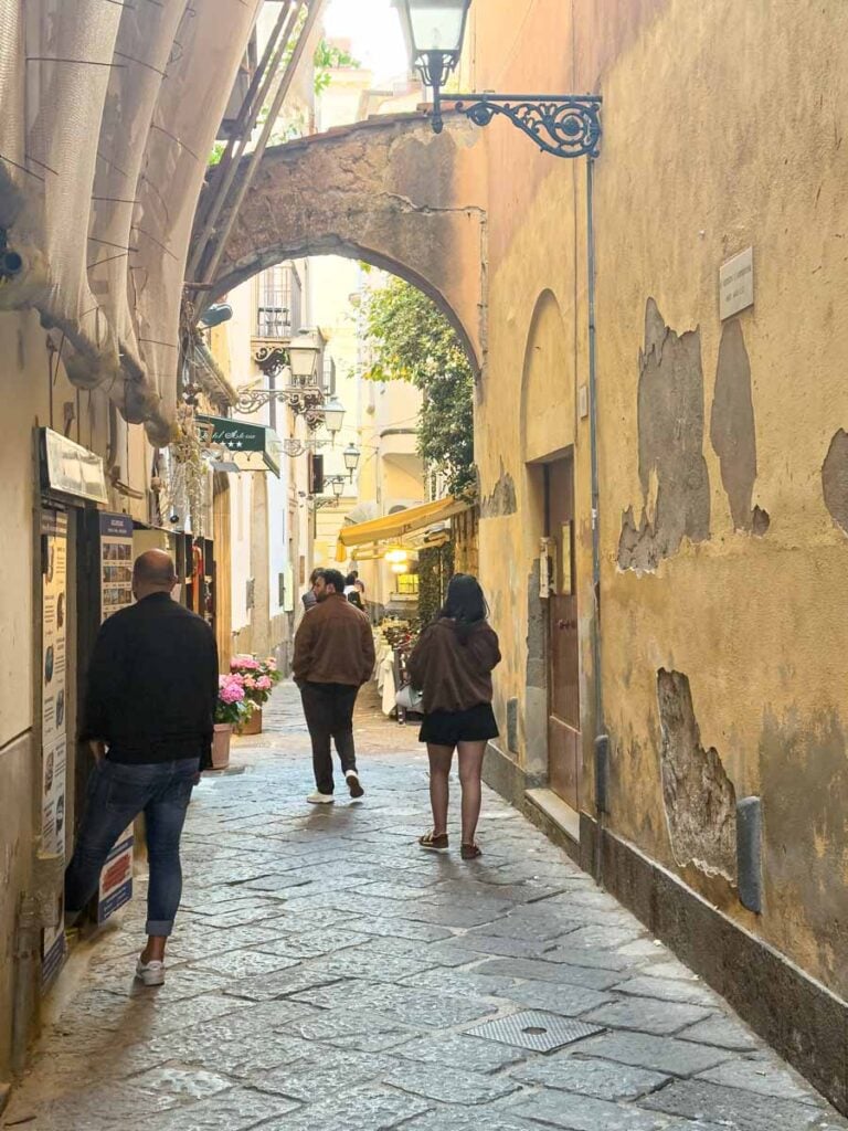 The beautiful side streets of Sorrento, Italy.