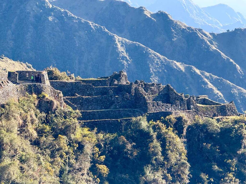A view of the Sayacmarca ruins from the final stretch Day 2 of the Inca Trail hike.