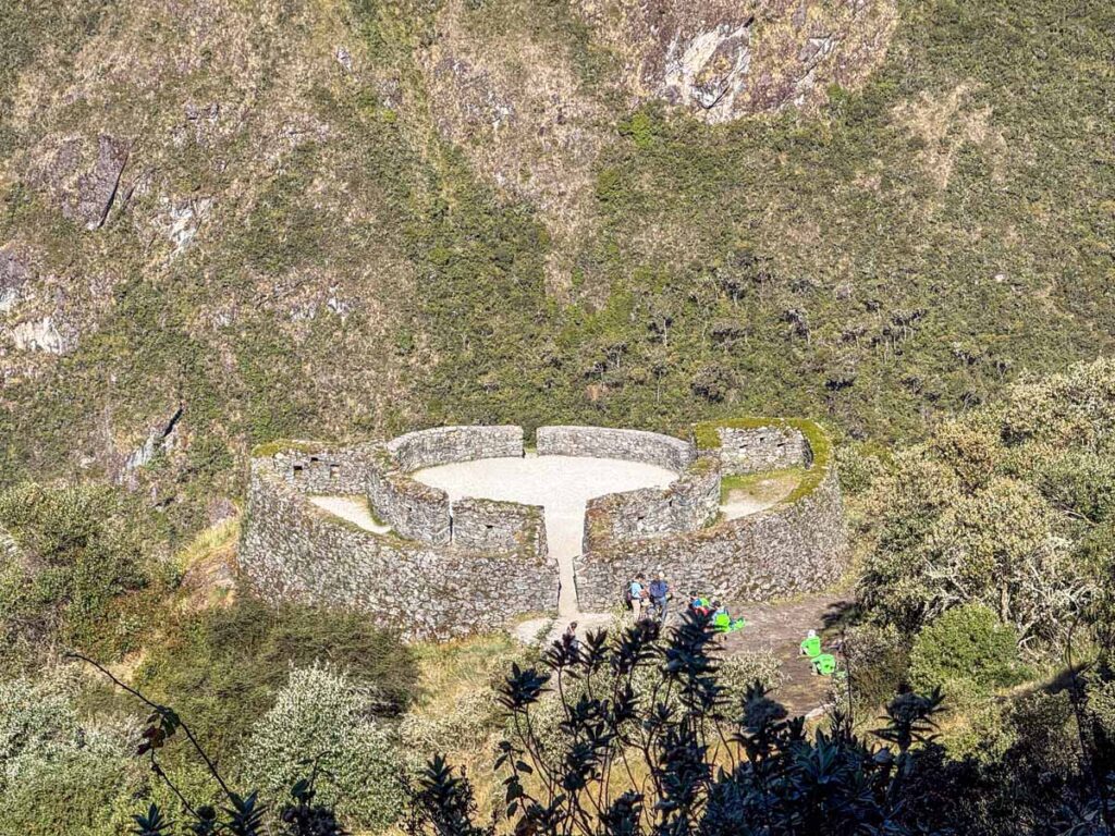 The Runkuraqay Inca ruins as seen from the Inca Trail in Peru.