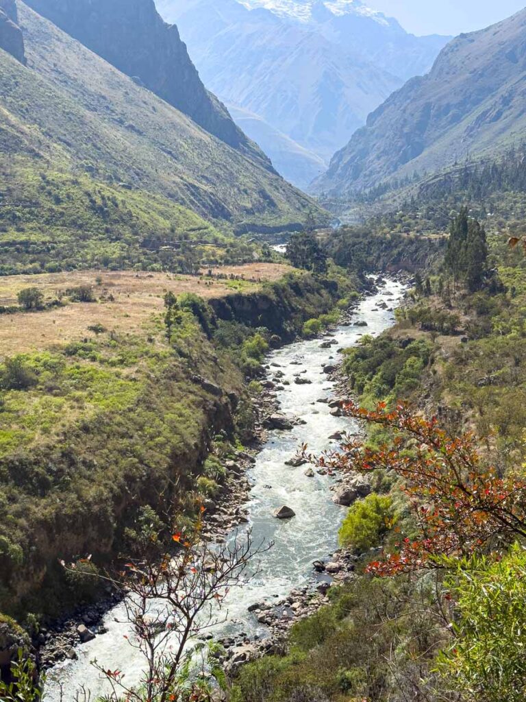 a view of the Urubamba River from the Inca Trail in Peru.