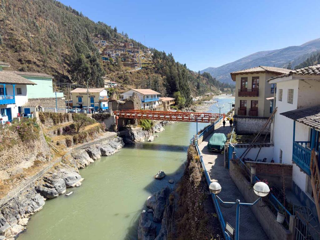 A beautiful river flows through Paucartambo, Peru.