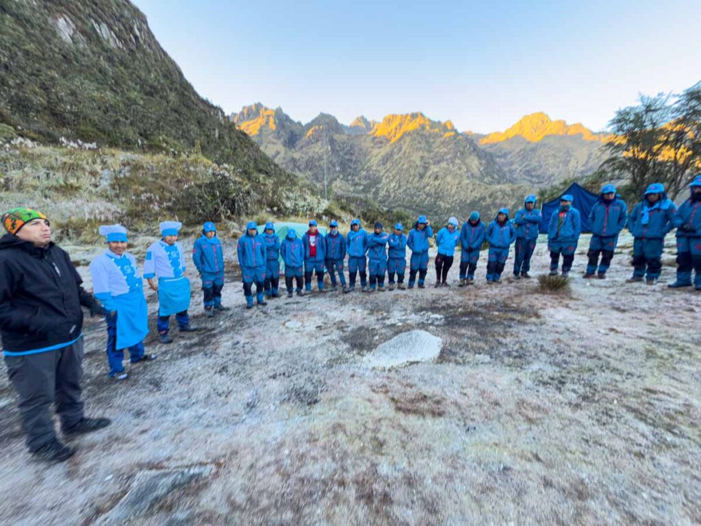 our amazing team of chefs and porters from Trexperience on our family-friendly Inca Trail hiking tour.