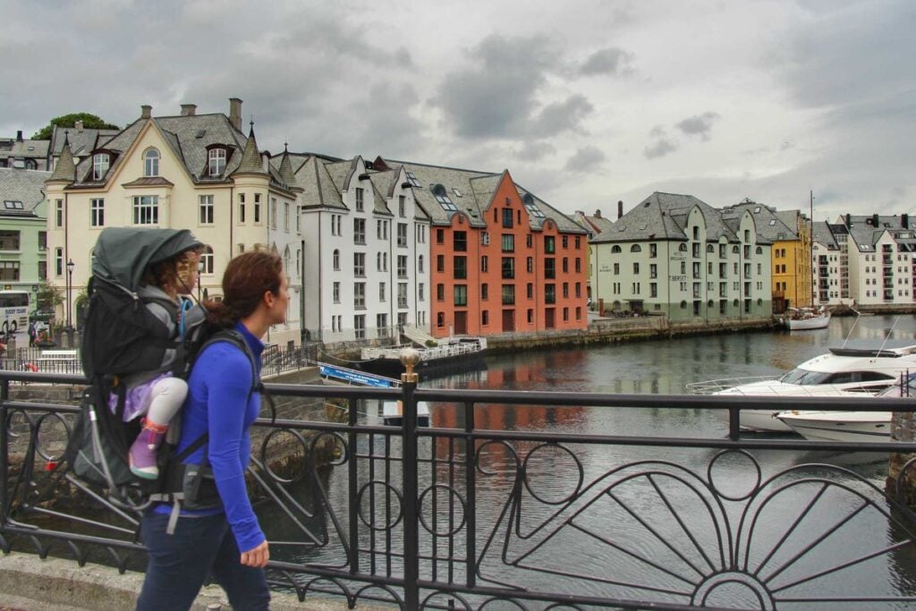Celine Brewer, owner of FamilyCanTravel.com, explores the Art Nouveau District while visiting Alesund with kids.