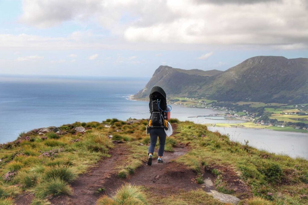 Celine Brewer goes hiking with her kids up Sukkertoppen in Alesund, Norway.