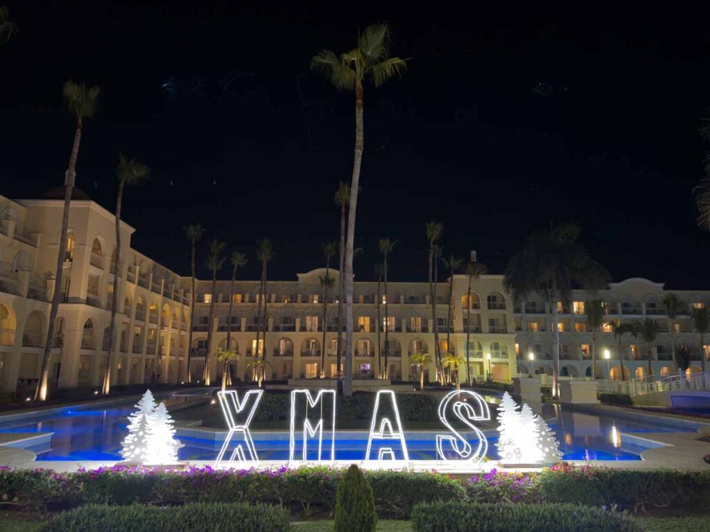 The Riu Palace Cabi San Lucas hotel is nicely decorated for Christmas.