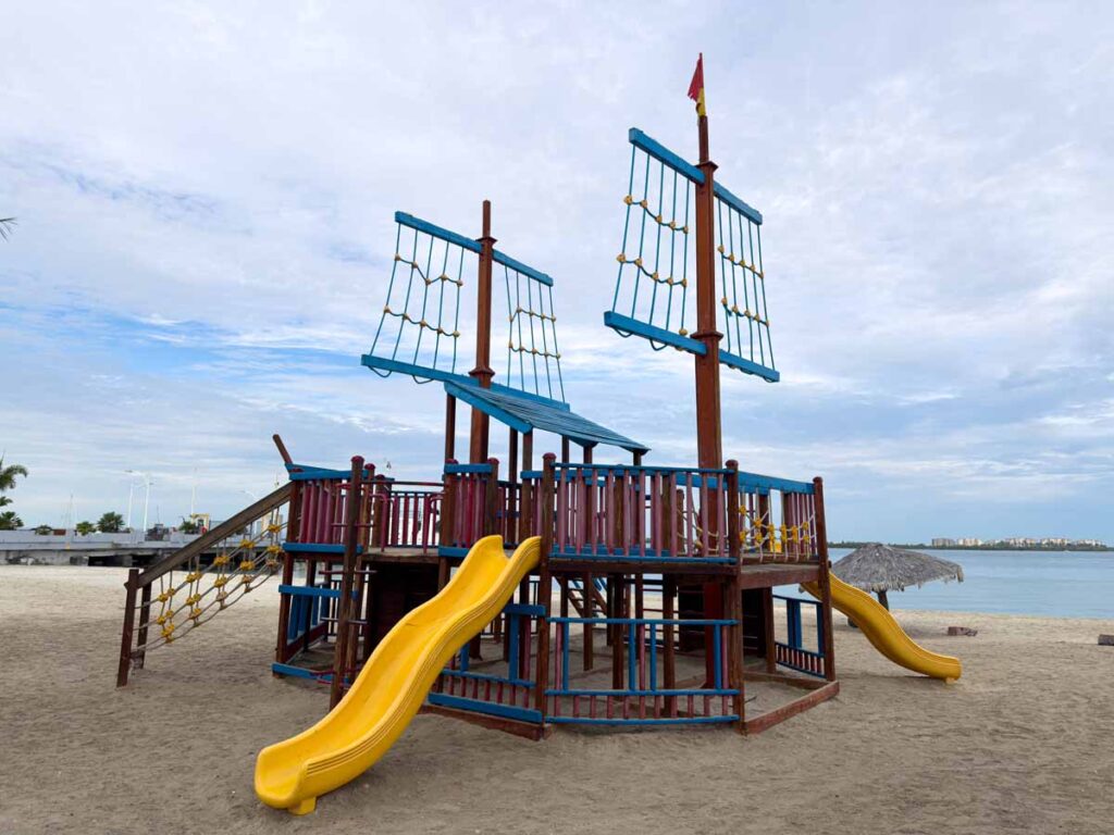 a fun pirate ship themed playground on the Malecon in La Paz, Mexico.