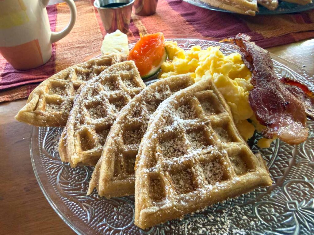 Waffles from the Tres Cocos Waffles And Smokehouse on Ambergris Caye, Belize.