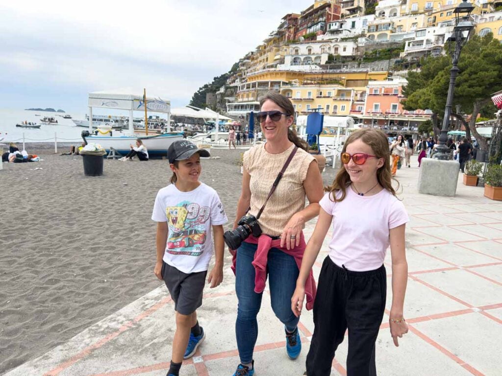 Celine Brewer, owner of FamilyCanTravel.com, explores Positano with her kids during a one day trip to the Amalfi Coast.