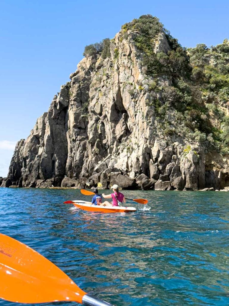 Celine Brewer and her son enjoy a kayaking tour during a family trip to Ischia, Italy.