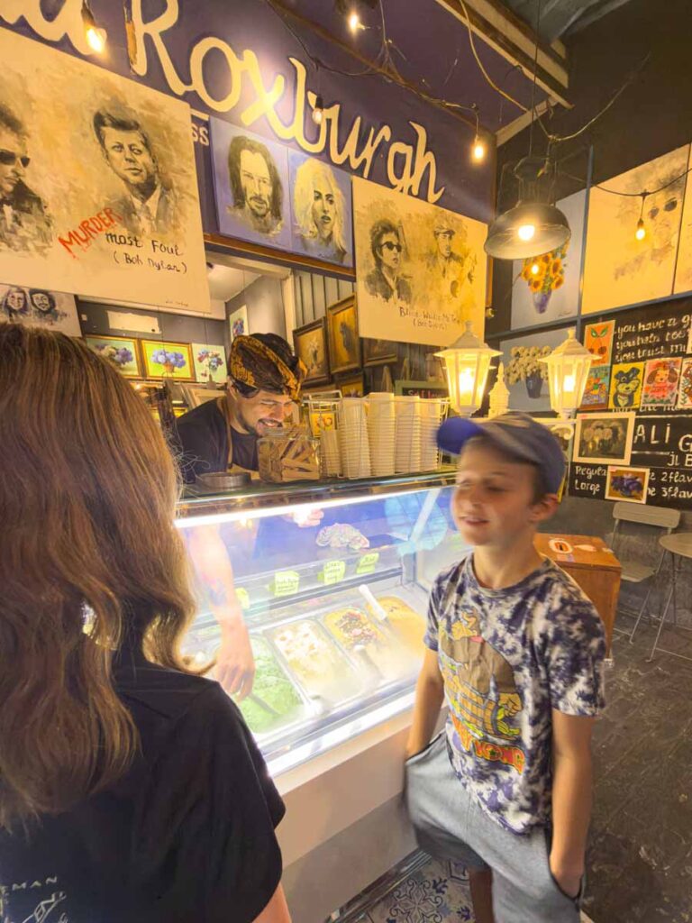 The Brewer kids visit Mageli Gelato in Ubud, Indonesia.