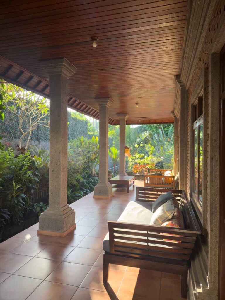 The beautiful outdoor living space at our Bali vacation rental.